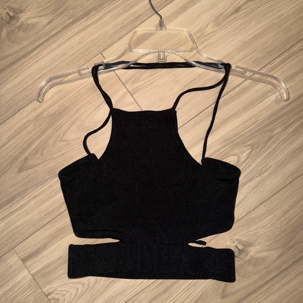 Black Strappy Crop Top 2 piece with skirt